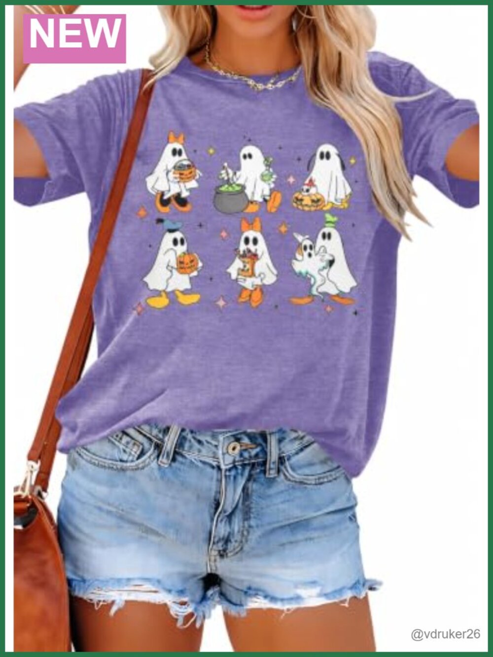 KIDDAD Womens Halloween Pumpkin Ghost Graphic T-Shirt Short Sleeve Crew Neck
